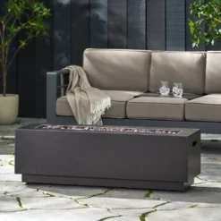 40" Outdoor 50,000 BTU Rectangular Iron Propane Fire Pit, Dark Grey (Tank Cover Not Included) -Bold Design Store GUEST 0063c45f 27f7 4d39 b22a 64026d19d8ea