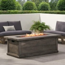 56" Outdoor 50,000 BTU Rectangular MgO Concrete Propane Fire Pit, Grey Wood Pattern (Tank Cover Not Included) -Bold Design Store GUEST 00ce3b70 e474 46c7 9a25 9e923bdccec5