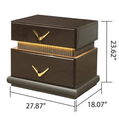 Modern Style 2-Drawer Night Stand Made With Wood In Brown 3 Modern Style 2-Drawer Night Stand Made With Wood In Brown - Image 3