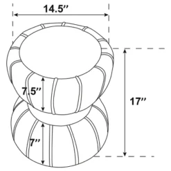 1pc Round Upholstered Ottoman Pouf Grey Velvety Soft Upholstery Vertical Ribbing Hourglass Silhouette Wide Metal Band Footrest Seat Makeshift Table -Bold Design Store GUEST 02bc7265 7f24 40c6 af86 8a2417c82b96