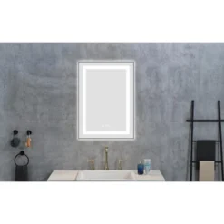20 X 28 Inch LED Bathroom Mirror With Front And Backlight, Wall Mounted Vanity Mirror With Aluminum Frame, Anti-Fog,Memory,3 Colors, Stepless Dimmable