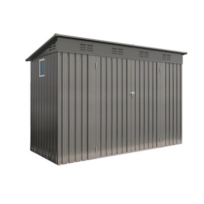 4 X 9 FT Outdoor Storage Shed, Metal Garden Shed Tool House With Sloping Roof,6 Vents And 2 Swing Doors For Backyard, Garden,Patio, Garage, Lawn, Gray 13 4 X 9 FT Outdoor Storage Shed, Metal Garden Shed Tool House With Sloping Roof,6 Vents And 2 Swing Doors For Backyard, Garden,Patio, Garage, Lawn, Gray - Image 13