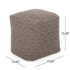 Amuleto Hand - Loomed Cotton Pouf, Dark Grey And Brown -Bold Design Store GUEST 03bd0263 dd3b 419f a663 5b7843505607