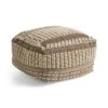 Rustic Wool And Cotton Large Pouf, Brown