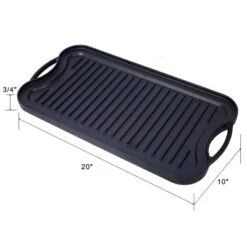 Pre-Seasoned Cast Iron Reversible Rectangular Grill/Griddle, Black,20inch X 10inch -Bold Design Store GUEST 05a9ebf1 6831 4233 b741 f452cd8b8994