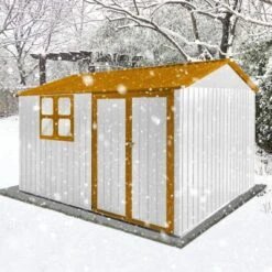 Metal Garden Sheds 10ftx8ft Outdoor Storage Sheds White+yellow With Window -Bold Design Store GUEST 067f0fb7 f9cb 41be bd81 988606429f5f