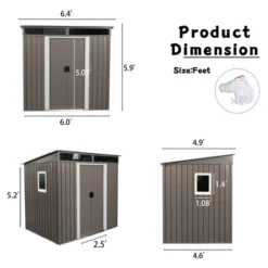 6ft X 5ft Outdoor Metal Storage Shed With Window Transparent Plate W540S00011 -Bold Design Store GUEST 06dff361 6ce7 4e79 872c 37500ffb3c44