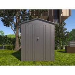 Motorcycle Outdoor Steel Storage Shed With Window ,tracks And Fixtures,Grey