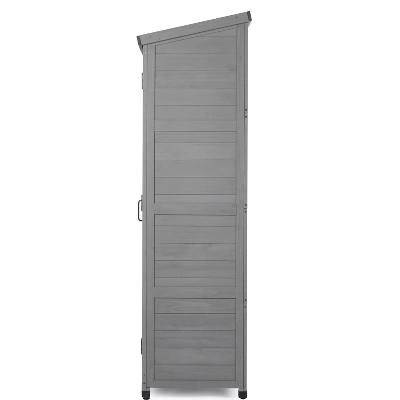 Outdoor Storage Cabinet And Metal Top,Garden Storage Shed,Outdoor 68 Inches Wood Tall Shed For Yard And Patio 10 Outdoor Storage Cabinet And Metal Top,Garden Storage Shed,Outdoor 68 Inches Wood Tall Shed For Yard And Patio - Image 10