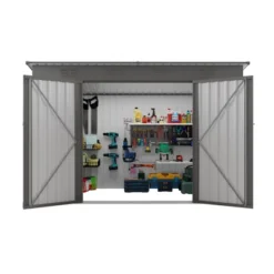 4 X 9 FT Outdoor Storage Shed, Metal Garden Shed Tool House With Sloping Roof,6 Vents And 2 Swing Doors For Backyard, Garden,Patio, Garage, Lawn, Gray 28 4 X 9 FT Outdoor Storage Shed, Metal Garden Shed Tool House With Sloping Roof,6 Vents And 2 Swing Doors For Backyard, Garden,Patio, Garage, Lawn, Gray -Bold Design Store GUEST 08d7cc09 0364 4ff7 b680 ffd58f392dd6
