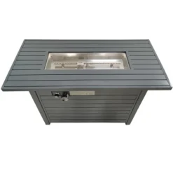 25'' H X 42'' W Steel Propane Outdoor Fire Pit Table With Lid (Grey) -Bold Design Store GUEST 0a0844b3 aa52 42e4 93de de47ebb45a8f