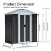 5X3 Feet Dark Grey Outdoor Storage Shed With Aluminum Alloy Frame (old SKU W2794P195736)