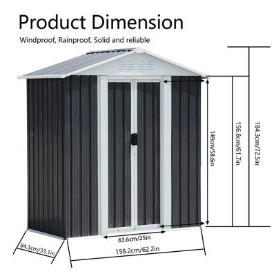 5X3 Feet Dark Grey Outdoor Storage Shed With Aluminum Alloy Frame (old SKU W2794P195736) 1 5X3 Feet Dark Grey Outdoor Storage Shed With Aluminum Alloy Frame (old SKU W2794P195736)