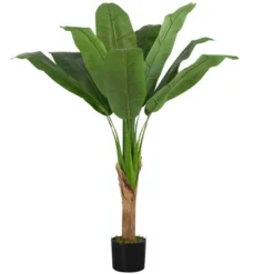 Artificial Plant, 43" Tall, Banana Tree, Indoor, Faux, Fake, Floor, Greenery, Potted, Real Touch, Decorative, Green Leaves, Black Pot