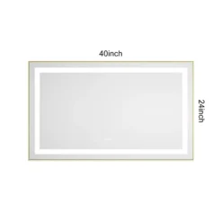 40 X 24 Inch LED Bathroom Mirror With Front And Backlight, Wall Mounted Vanity Mirror With Aluminum Frame,Anti-Fog, Memory,3 Colors, Stepless Dimmable -Bold Design Store GUEST 0affef5a 4501 4bdb 92d1 bc1a08e48f83