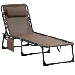 Outsunny Reclining Chaise Lounge Chair, Portable Sun Lounger, Folding Camping Cot, With Adjustable Backrest And Removable Pillow, For Garden,Brown 15 Outsunny Reclining Chaise Lounge Chair, Portable Sun Lounger, Folding Camping Cot, With Adjustable Backrest And Removable Pillow, For Garden,Brown -Bold Design Store GUEST 0bc5bb2b 0c70 43b9 a4bd 0d1d187791f2