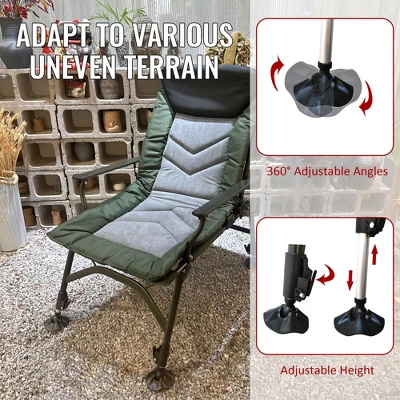 Camping Lounge Chair, Portable Folding Reclining Camping Chair With Adjustable Backrest For Indoor And Outdoor Camping Hiking Fishing,Green+black+grey 11 Camping Lounge Chair, Portable Folding Reclining Camping Chair With Adjustable Backrest For Indoor And Outdoor Camping Hiking Fishing,Green+black+grey - Image 11