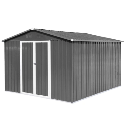 Metal Garden Sheds 12ftx10ft Outdoor Storage Sheds Grey 4 Metal Garden Sheds 12ftx10ft Outdoor Storage Sheds Grey - Image 4