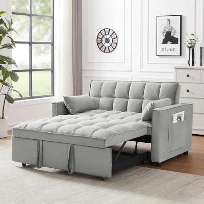 Modern Polyester Loveseat Futon Sofa Couch W/Polyesterllout Bed,Small Love Seat Lounge Sofa W/Reclining Backrest,Toss Pillows, Pockets 1 Modern Polyester Loveseat Futon Sofa Couch W/Polyesterllout Bed,Small Love Seat Lounge Sofa W/Reclining Backrest,Toss Pillows, Pockets
