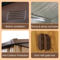 8ft X 10ft Outdoor Metal Storage Shed With Metal Foundation,Coffee -Bold Design Store GUEST 0cdca29f 1484 49ad beaf eb37282e6070