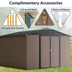10' X 10' Metal Storage Shed For Ourdoor, Steel Yard Shed With Design Of Lockable Doors, Utility And Tool Storage For Garden, Backyard,Outside Use -Bold Design Store GUEST 0d931e8a 7376 4655 bda2 4e34649559fa