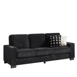 83.86"Polyester Polyester Sofa,Modern Compressed Couch,3-Seater Sofa, Furniture For Living Room,Bedroom,office ,Black -Bold Design Store GUEST 0d994ca7 c1a1 4889 a4af 3a950ff4a8c3