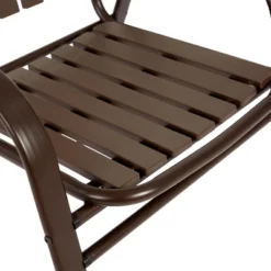 5-Piece Plastic Chair And Steel Table Outdoor Dining Set, Plastic Chairs And Table Set For Garden Patio, Brown -Bold Design Store GUEST 0ed93337 c5a6 4627 885e 7040985a5c4e