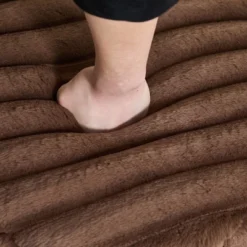 22.05"Wide Upholstered Round Pouf Ottoman Foot Rest With Black Metal Legs,Faux Fur Footstool For Living Room Bedroom Entryway. Brown -Bold Design Store GUEST 0f8c4498 821d 43b8 b32c 8642723f6f8c