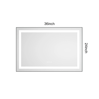 36 X 24 Inch LED Bathroom Mirror With Front And Backlight, Wall Mounted Vanity Mirror With Aluminum Frame,Anti-Fog,Memory, 3 Colors, Stepless Dimmable 4 36 X 24 Inch LED Bathroom Mirror With Front And Backlight, Wall Mounted Vanity Mirror With Aluminum Frame,Anti-Fog,Memory, 3 Colors, Stepless Dimmable - Image 4