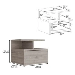 Floating Nightstand 12"H, Wall Mounted With Single Drawer And 2-Tier Shelf, Light Gray -Bold Design Store GUEST 10ff34cb a470 4e69 80b5 8d2eb720f91e