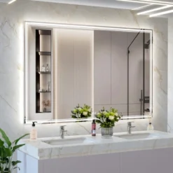 60x40 Inch Oversized LED Bathroom Mirror Wall Mounted Mirror With 3 Color Modes Aluminum Frame Large Wall Mirror For Bathroom -Bold Design Store GUEST 11128b03 3b31 4a8e 92da c1d27e61b4f2