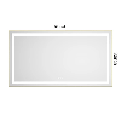 55 X 30 Inch LED Bathroom Mirror With Front And Backlight, Wall Mounted Vanity Mirror With Aluminum Frame,Anti-Fog,Memory, 3 Colors, Stepless Dimmable 5 55 X 30 Inch LED Bathroom Mirror With Front And Backlight, Wall Mounted Vanity Mirror With Aluminum Frame,Anti-Fog,Memory, 3 Colors, Stepless Dimmable - Image 5
