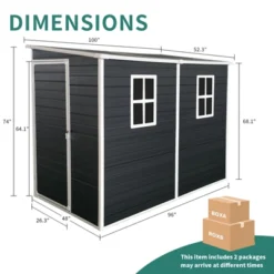 8x4ft Outdoor Resin Garden Shed With Floor And 2 Windows,Patio Outdoor Storage Shed With Lockable Door For Garden Tools, Bicycles, Trash Cans, Black -Bold Design Store GUEST 129985c4 eb4d 4afb 9358 9b4e32aba071