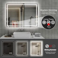 48in*36in LED Bathroom Mirror,Front-Lit And Back-Lit, Stepless Dimmable, 3 Colors CRI90+, Brightness Memory,Shatter-Proof,Anti-fog LED Vanity Mirror -Bold Design Store GUEST 130964bf 3231 4d9a 8efd 9d0bb861fd0d