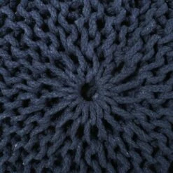 Bordeaux Knitted Cotton Round Pouf, Navy Blue -Bold Design Store GUEST 1408cf7d f236 449a 82bc 0a58f472b165