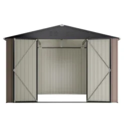 10' X 10' Metal Storage Shed For Ourdoor, Steel Yard Shed With Design Of Lockable Doors, Utility And Tool Storage For Garden, Backyard,Outside Use -Bold Design Store GUEST 15d2a995 b5f4 4db7 8818 70e20c406ad7
