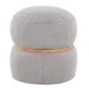 Cinch Contemporary Pouf Ottoman In Grey Fabric And Natural Wood By LumiSource