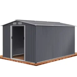 Outdoor Storage Shed 8 X 12FTLarge Metal Tool Sheds, Heavy Duty Storage House With Sliding Doors With Air Vent To Store Bikes, Tools,Grey -Bold Design Store GUEST 16d40b2e 0263 4c49 b688 eb0bf16c8cd4