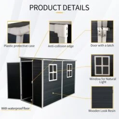 4x8ft Outdoor Storage Shed With Floor Resin Shed With Two-Window, Waterproof ,Lockable Doors For Patio,Yard,Lawn ---Black -Bold Design Store GUEST 17133c60 9b06 4ab0 81d8 04be1e4035b5
