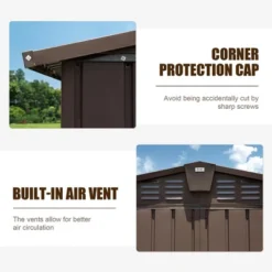 Backyard Storage Shed 11' X 12.5' With Galvanized Steel Frame & Windows, Outdoor Garden Shed Metal Storage Room With Lockable Door For Patio(Brown) 9 Backyard Storage Shed 11' X 12.5' With Galvanized Steel Frame & Windows, Outdoor Garden Shed Metal Storage Room With Lockable Door For Patio(Brown) -Bold Design Store GUEST 17830107 254d 41eb b5ce 55228ed66464