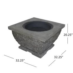32" MgO Light-Weight Concrete Wood Burning Square Fire Pit, Grey -Bold Design Store GUEST 17df7904 efa6 4559 94ca 384c8c7e8287
