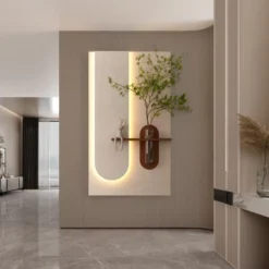 Adjustable 3-Color LED Sandstone Wall Decor With Simulated Green Plants,3D Art Sculpture, Glass Vase & Rabbit Statue, Remote Control Light Strips -Bold Design Store GUEST 185ddcaf 6ee1 44b2 a8cf 5c5c44907f93