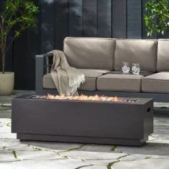 40" Outdoor 50,000 BTU Rectangular Iron Propane Fire Pit, Dark Grey (Tank Cover Not Included) -Bold Design Store GUEST 18b679e1 e31f 4f20 93b5 c879f1355da4
