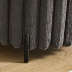 22.05"Wide Upholstered Round Pouf Ottoman Foot Rest With Black Metal Legs,Faux Fur Footstool For Living Room Bedroom Entryway. Charcoal -Bold Design Store GUEST 19356bf9 523f 4e98 8c9c 2fa1d2a5ba0d