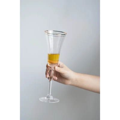 D3x9.8in Felicity Flute With Gold Rim, Set Of 4 2 D3x9.8in Felicity Flute With Gold Rim, Set Of 4 - Image 2