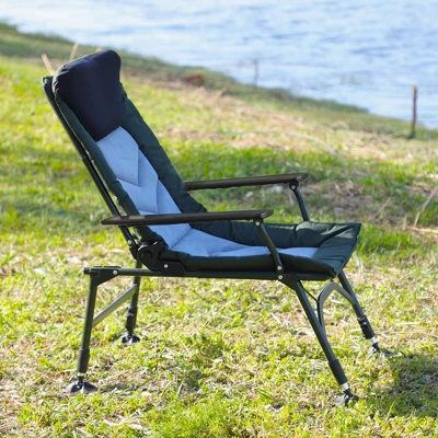 Camping Lounge Chair, Portable Folding Reclining Camping Chair With Adjustable Backrest For Indoor And Outdoor Camping Hiking Fishing,Green+black+grey 13 Camping Lounge Chair, Portable Folding Reclining Camping Chair With Adjustable Backrest For Indoor And Outdoor Camping Hiking Fishing,Green+black+grey - Image 13
