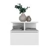 Floating Nightstand 12"H, Wall Mounted With Single Drawer And 2-Tier Shelf, White