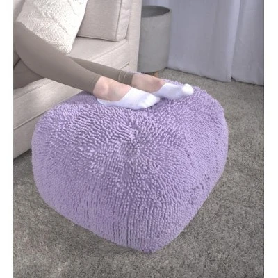 Spongy Microfiber Square Pouf, Lavender 2 Spongy Microfiber Square Pouf, Lavender - Image 2
