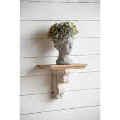 13.8x9.1x11.4" Distressed Brown And White Wooden Wall Shelf With Corbel Design 20 13.8x9.1x11.4" Distressed Brown And White Wooden Wall Shelf With Corbel Design -Bold Design Store GUEST 1eef1888 95c3 4aa3 b62c eb6a3f8807a0
