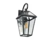 21"(H) 1-Pack Outdoor Wall Lantern Light ¨C Modern Black Metal & Clear Glass Sconce For Porch, Patio, And Garden Lighting (Bulb Not Included)